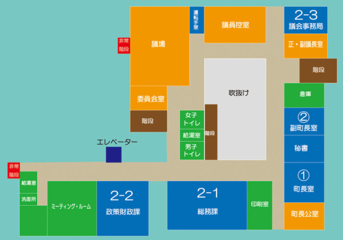 役場本庁舎2階案内図