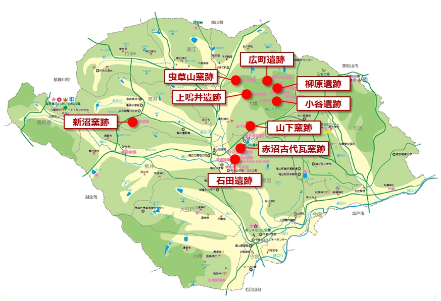 各遺跡の位置