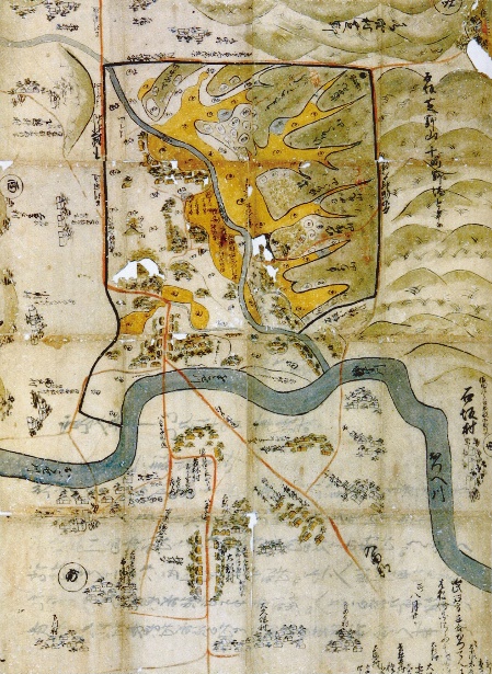 赤沼村秣場争論裁許絵図